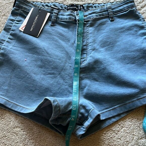 NWT PrettyLittleThing Shape Light Blue Wash Disco Denim Shorts Size 14 - Picture 12 of 12